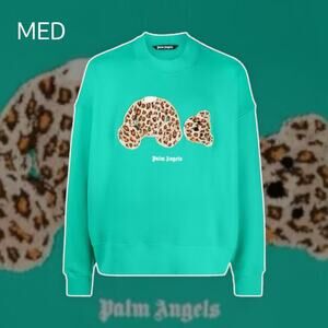 •NEW• Palm Angels Leopard Kill The Bear Green Crew Sweat • Medium (oversized)